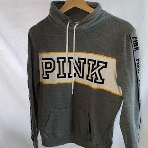 Grey and yellow PINK turtle neck sweatshirt.